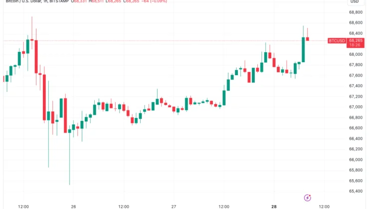 Bitcoin Price Update: BTC Surges to $68,724 Amid Bullish Sentiment