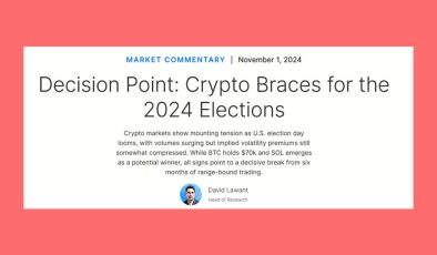 Close US Election Could Be the Catalyst for Crypto Market Momentum, Analyst Predicts